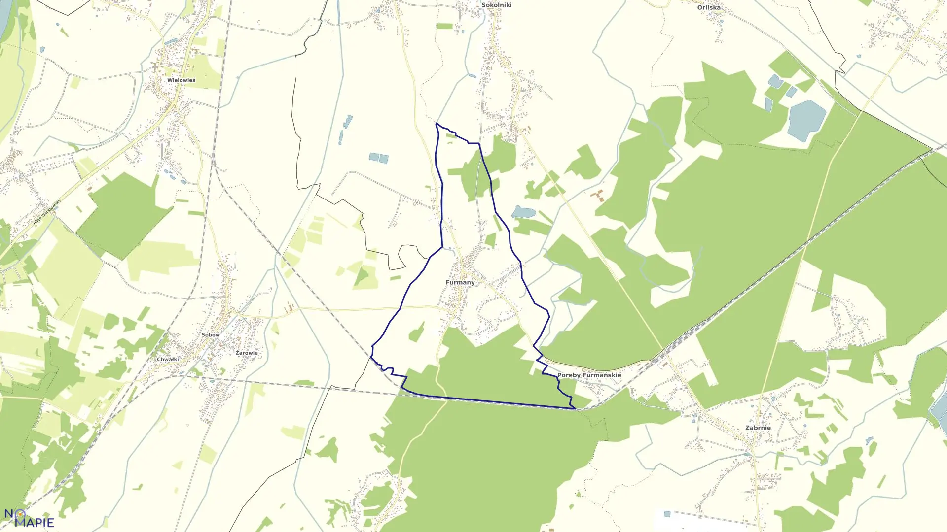 Mapa obrębu Furmany w gminie Gorzyce